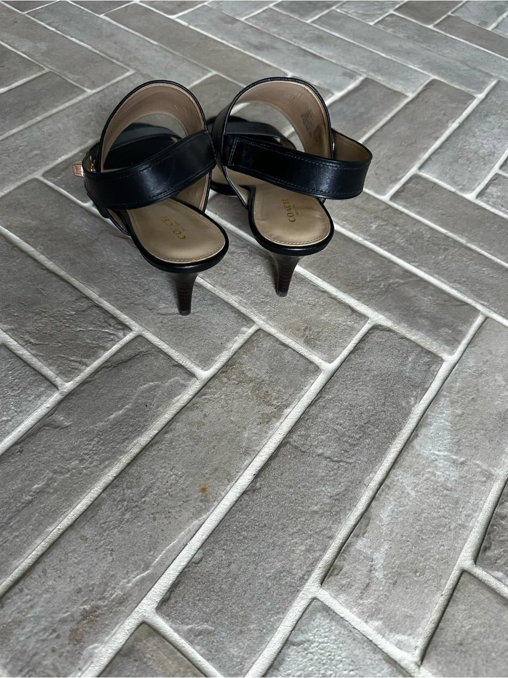 COACH Black Marla Leather Slingback Heeled Sandals Size 10 Never Worn